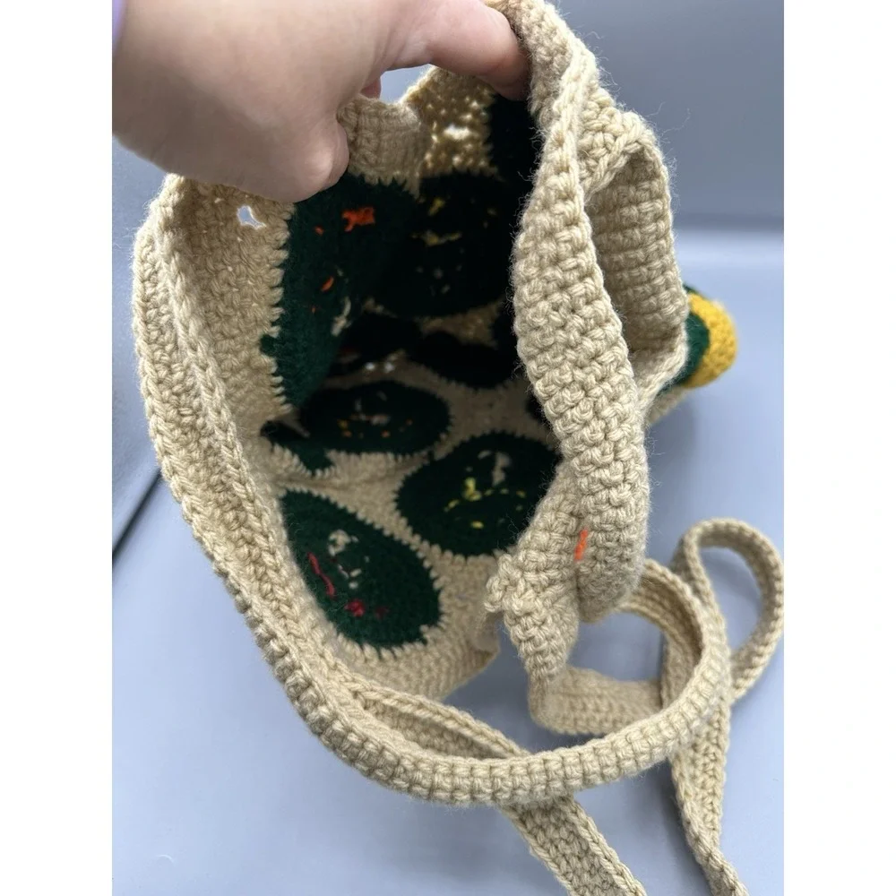 Handmade Mushroom Design Crocheted Hobo Bag